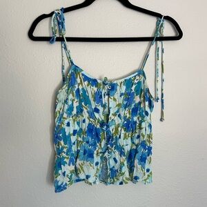 Blue and green floral tank
